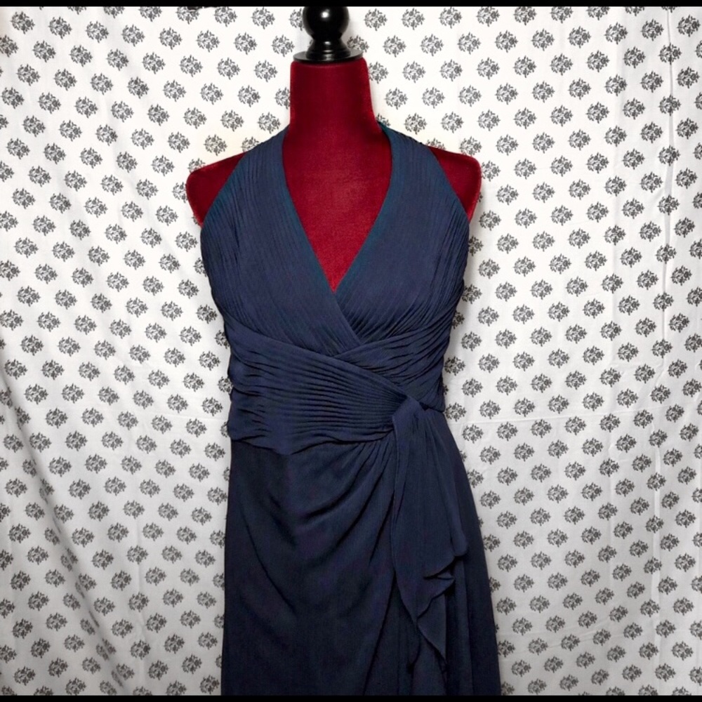 Navy Blue Gown With Cropped Cardigan
